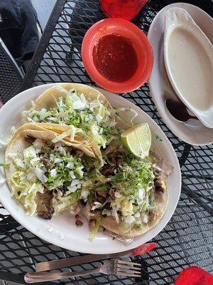 Steak Tacos and Large Queso