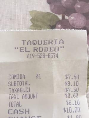 Here is Taqueria "El Rodeo" correct phone number.