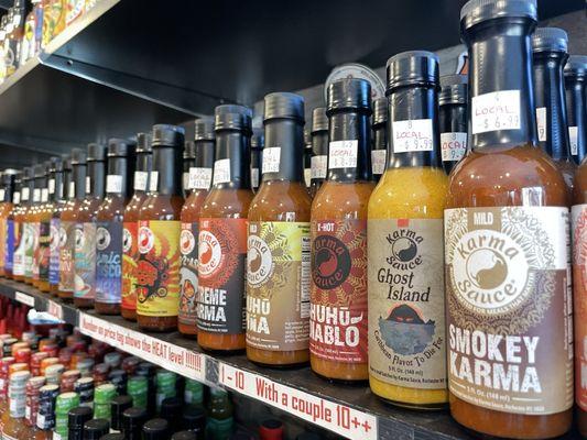 Variety of local hot sauces