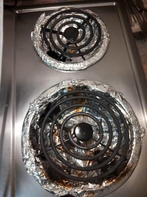 Foil on the stove top