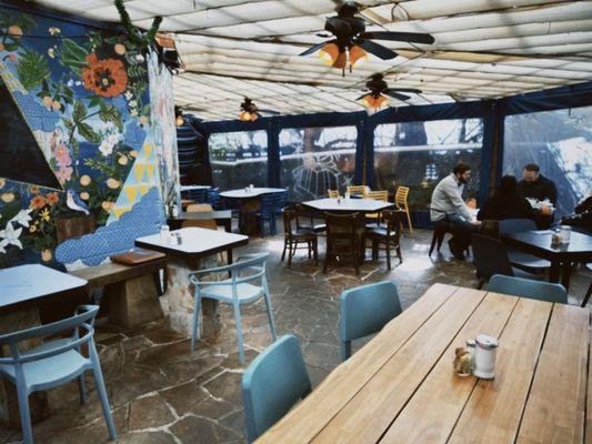 Outdoor covered dining area