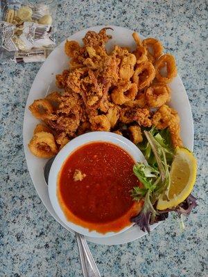 Calamari - very oily and bland and the marinara was oddly sweet