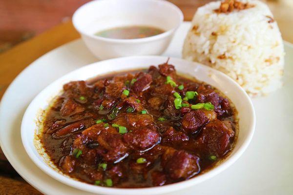 Beef brisket cooked with spices and tenderized to perfection, served with your choice of garlic fried rice or homemade noodles