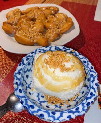 Coconut ice cream and Thai donuts