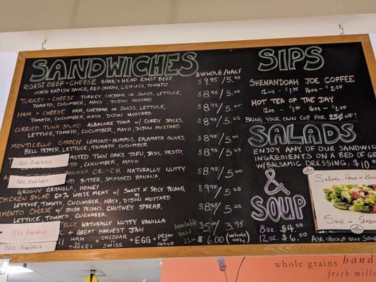 Menu board 11/9/20