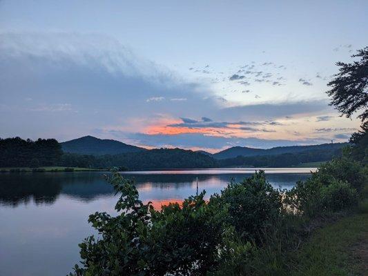 Evening lake view, finishing the 5 mile hike