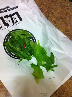 What they considered "shredded lettuce". Really just a ripped up "unwich". Quality.