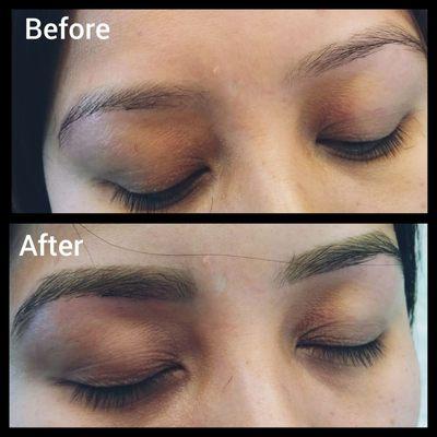 Eyebrow tinting and shaping by Sofia at Anayah's.