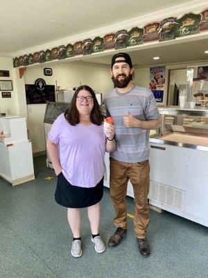 This photo documents the the owner's first single scoop waffle cone. A job well done!