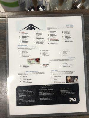 Bomber Nutrition:  Menu (25 May 2021)