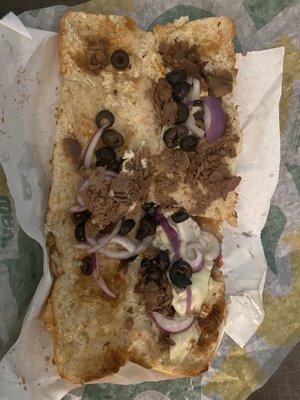 This is a $7.99 steak and cheese. Shame on you for serving this to a customer!