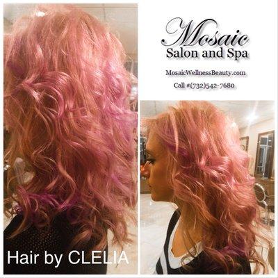 Fun hair color by CLELIA at Mosaic Wellness and Beauty in Tinton Falls.