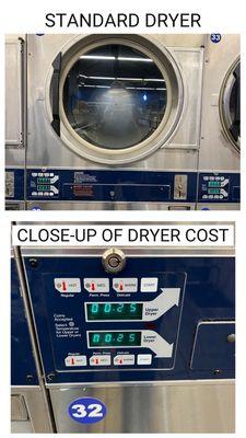 Standard dryer and prices as of Aug 6, 2024