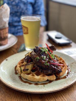 jerk chicken and waffle