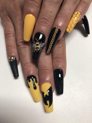 Gel extensions with gel nail art