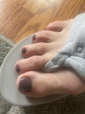 Regular nail polish pedicure