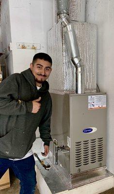 After Carrier furnace install with our employee Eric.