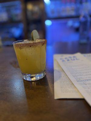 Mango margarita with cinnamon sugar rim