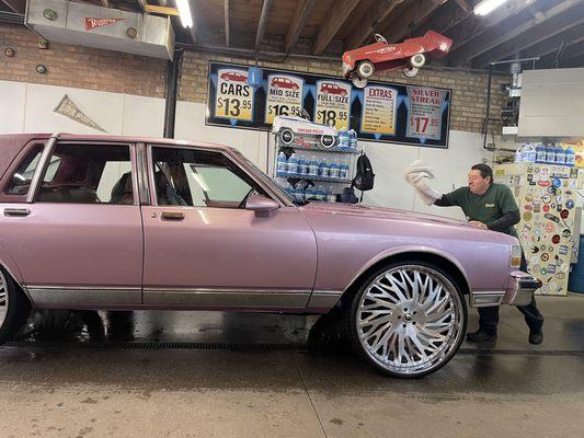 Cool brougham "pinky" getting ready to go out on a sat night!