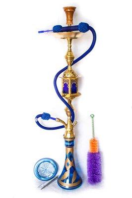 46 Inches Chiller Caravan Hookah in Blue and Lantern Design Authentic look just like the old days. Elegant copper pipe that looks good.