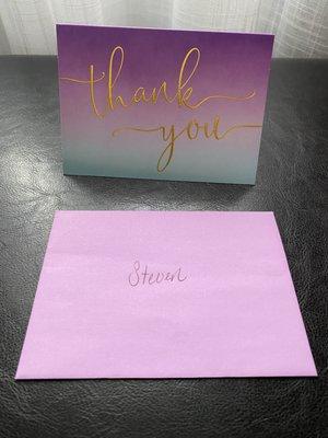 Thank-you note for supporting small business.