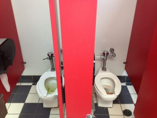 Dirtiest Bathroom Award goes to you Chuck E! Gross!