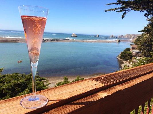 Glass of Breathless Wines Rosé on the deck - nothing beats it!