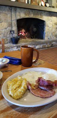 Breakfast by the fire...