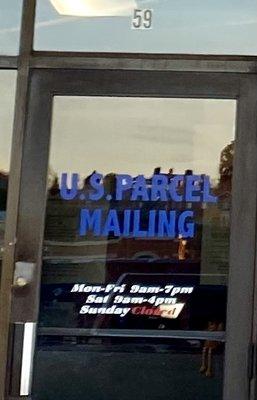 U.S. Parcel Mailing hours