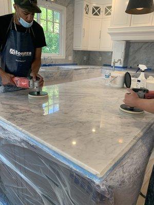 Carrara Marble Kitchen Countertops! Diamond Sanded Polished Sealed #CarraraMarbleKitchenCountertops