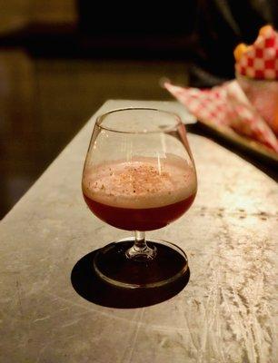 Falling Up The Stairs $12: Big Gin Peat, House Cherry Brandy, Allspice Dram, Lemon, Egg White - love this cocktail!