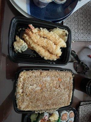 A11. Tempura Appetizer & 6. Hibachi Fried Rice with Shrimp