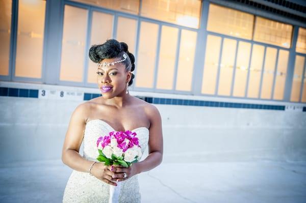 Crystal headpiece and earrings from Lotus Bridal