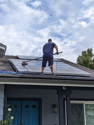 Andy taking time to properly clean each panel with complete attention to detail