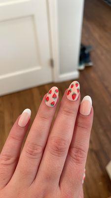 Strawberry Nails on Apres Gel-X Extensions