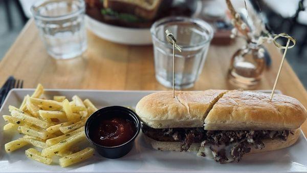 Chimichurri sandwich with French fries. Will have this one again!