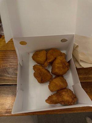 Sad chicken nuggets with no sauce :/