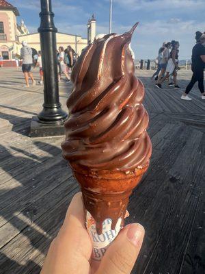 Vanilla cone dipped in chocolate