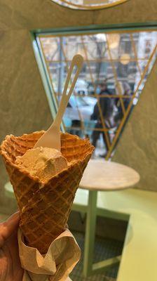 Coconut Coquito Seasonal flavor  Waffle cone