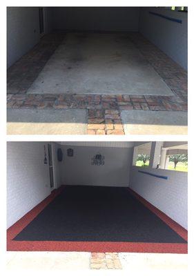 Rubber Stone in a carport