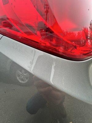 Still have a mark after repair on taillight tell me they did not replace it.