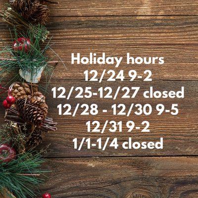 Holiday week hours