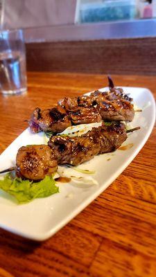 Grilled steak skewers. Tasty.