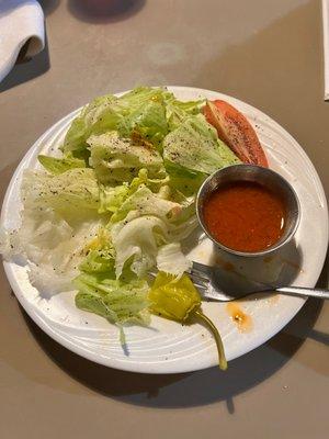 Simple dinner salad with House vinaigrette. Yummy.