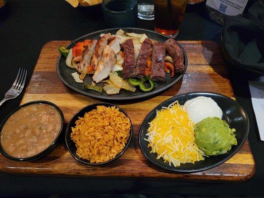 Beef and chicken fajitas