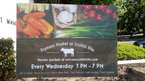 Scottish Rite Center's new Farmer's Market every Wednesday afternoon from 3pm-7pm