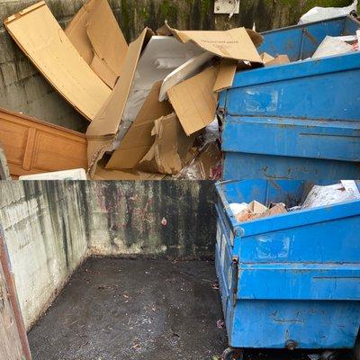 #Dumpster enclosure cardboard removal. #Capitola, CA. https://asapjunkremoval.net/ #Watsonville ca, #Santa Cruz CA#