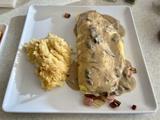 Nicks Omelette w/cheesy hashbrowns