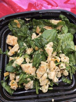 Yuck - why did they cut my spinach? Why did they put dressing on the salad instead of on the side?