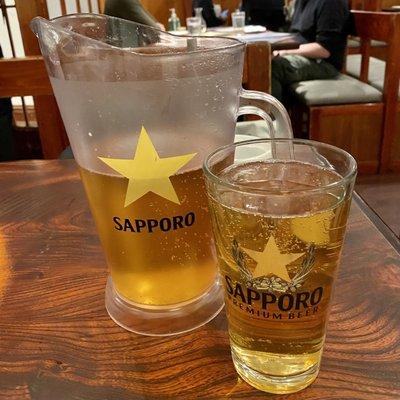 Pitcher of Sapporo Draft Beer ($21) - Shabu-Tatsu East Village